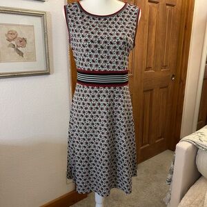 Studio M Black, Red and White Patterned Midi Dress